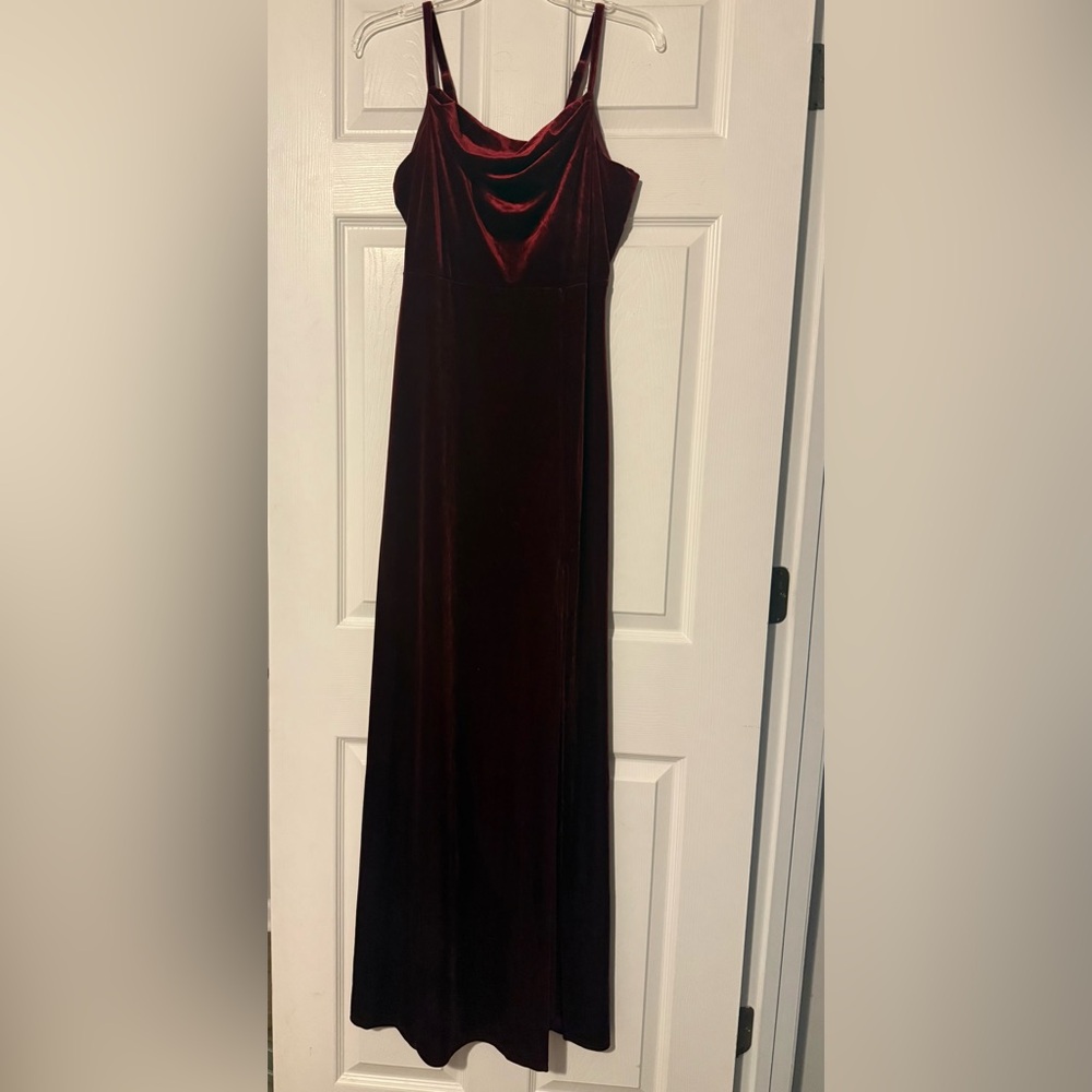 Birdy Grey Velvet Maxi Slip Dress in Cabernet